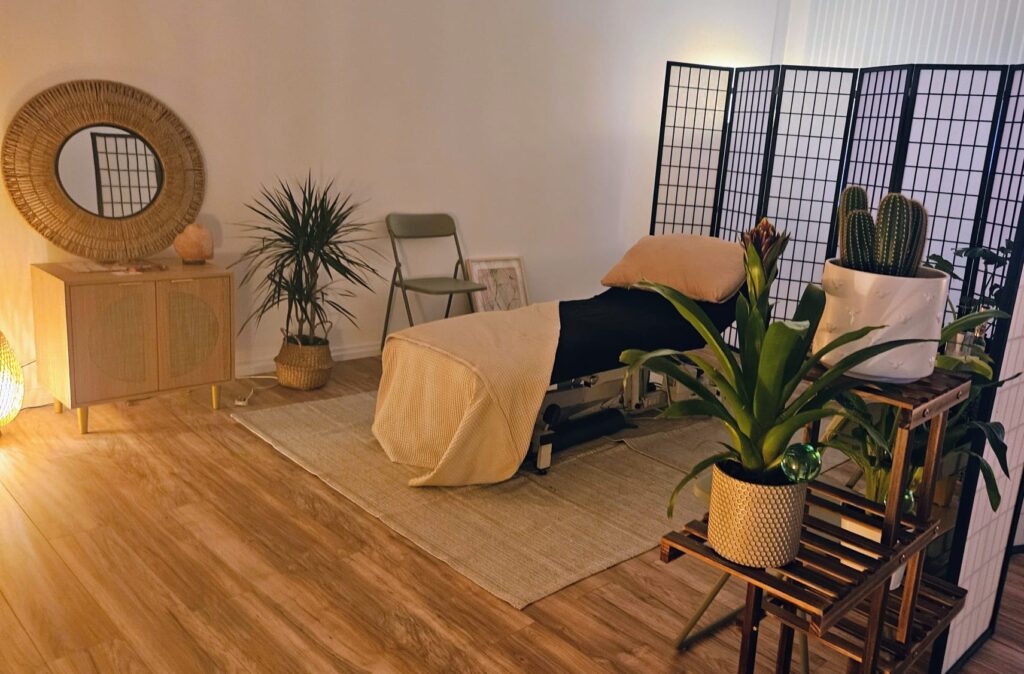 Comfortable massage treatment room at The Reset Room Glasgow