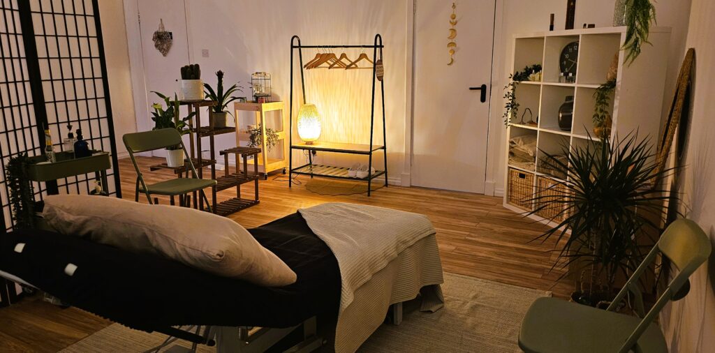 Calm therapy room at The Reset Room Glasgow in the East End of Glasgow